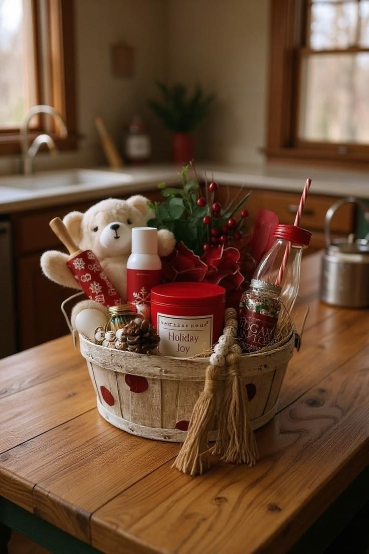 Luxury Christmas gift basket styled for a corporate or special occasion