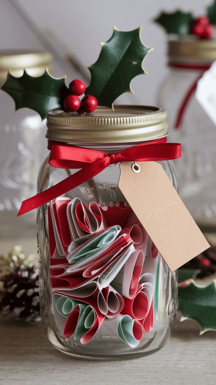 Small memory jar filled with handwritten notes as a sentimental gift