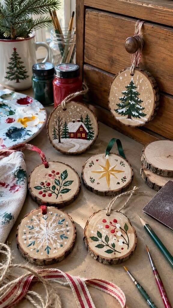 Small handmade Christmas ornaments ready to gift