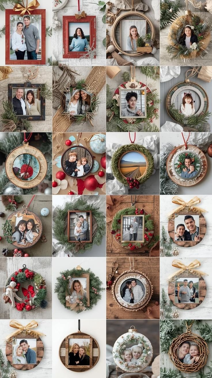 Personalized photo ornament with a family picture inside for Christmas