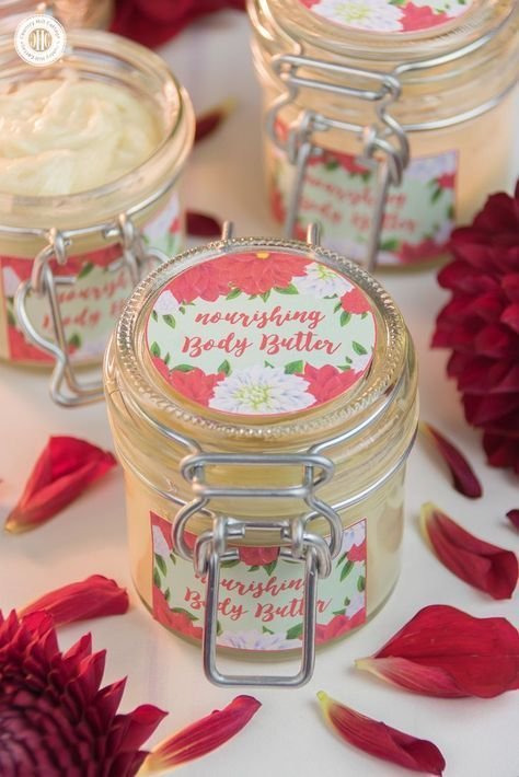 Homemade body butter in a cosmetic jar styled as a self-care gift