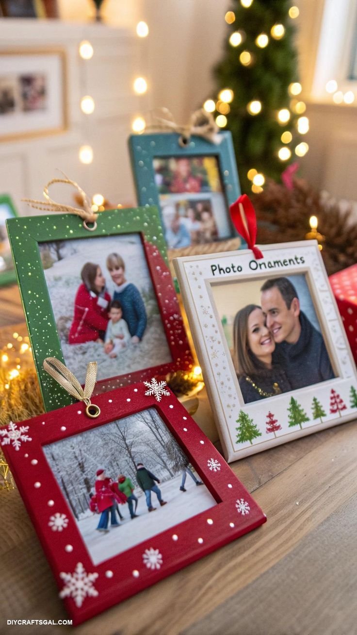 Painted picture frame styled as a personalized Christmas gift