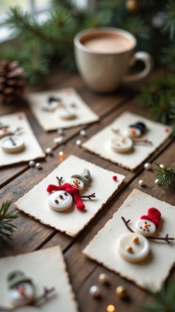 Handmade personalized Christmas card with textured paper and ribbon