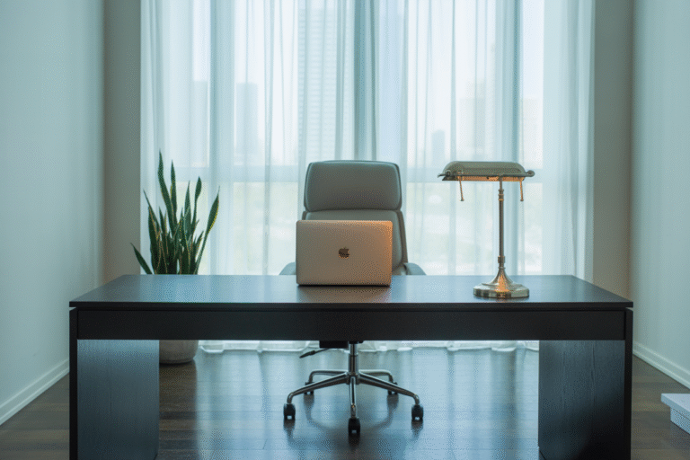 How to Style a Home Office Around a Black Desk